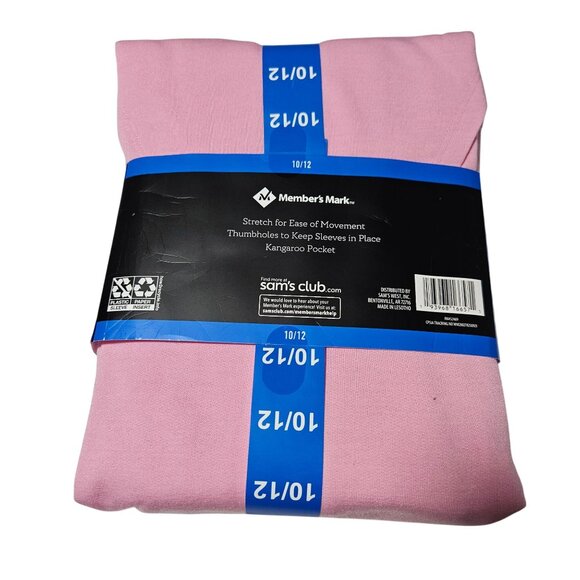 Members Mark 2 Piece Active Set Girls Size 10 12 Pink Thumbholes Kangaroo Pocket - Picture 2 of 3